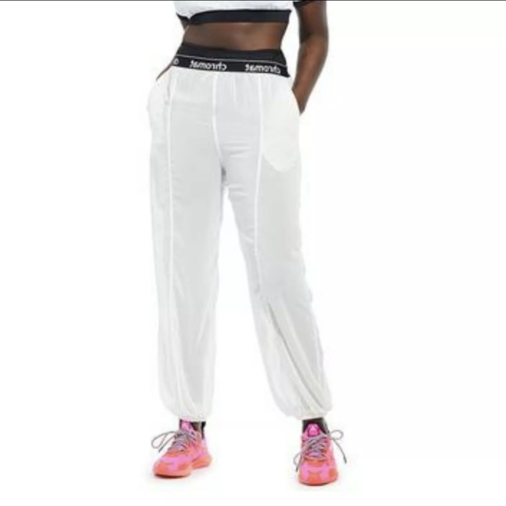 Chromat Pants L White Black Chiffon Sheer Jumper Sporty Chic Y2K Festival